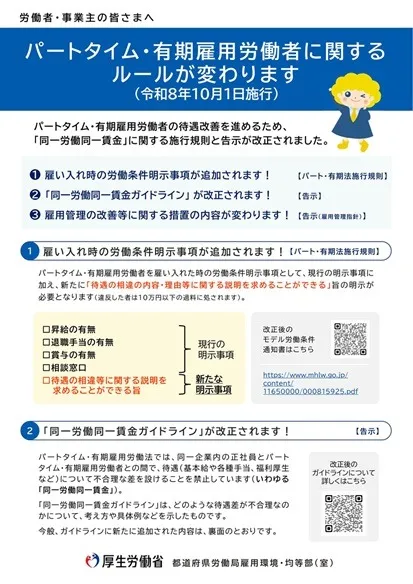パートタイム・有期雇用労働者に関するルールが変わります